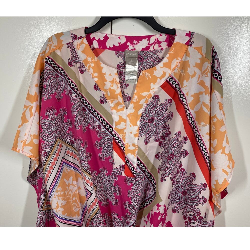 Chico's Floral Paisley Tie Front Boho Blouse Size 3 US 16/18 - Picture 3 of 7